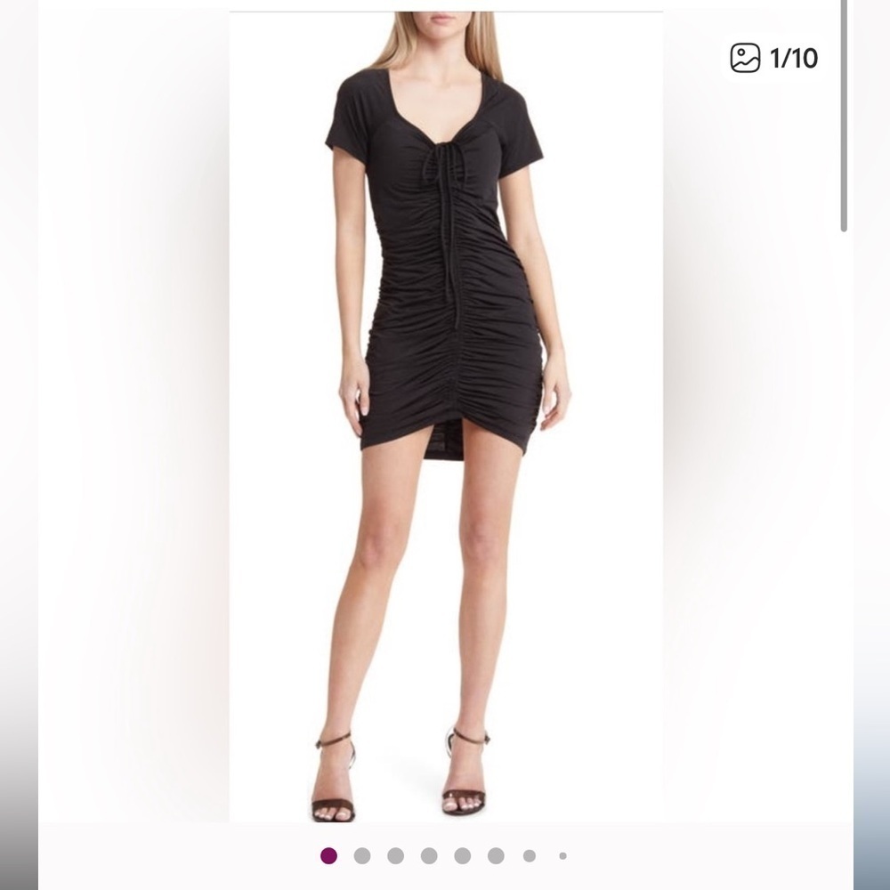 NWT Open Edit Ruched Black Mini Dress